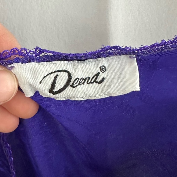 Vintage Deena Purple Slip Dress with Lace Detail Womens Size M/L - Picture 4 of 6